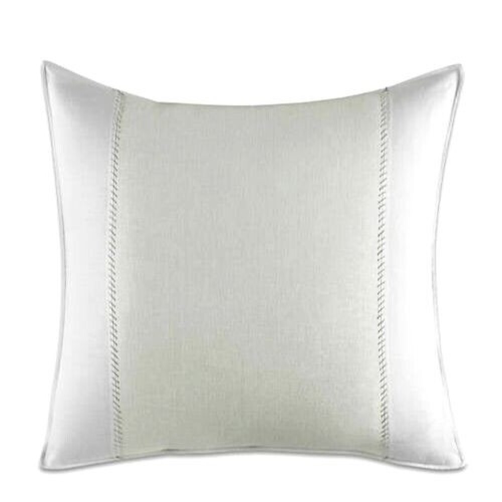 Vera Wang Painted Stripe European Euro Sham Aqua White Ramie Linen Dorm 26x26"